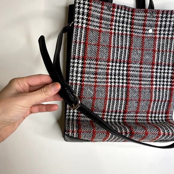 Design Lab Lord & Taylor Wool Plaid Tote Bag - Picture 4 of 8